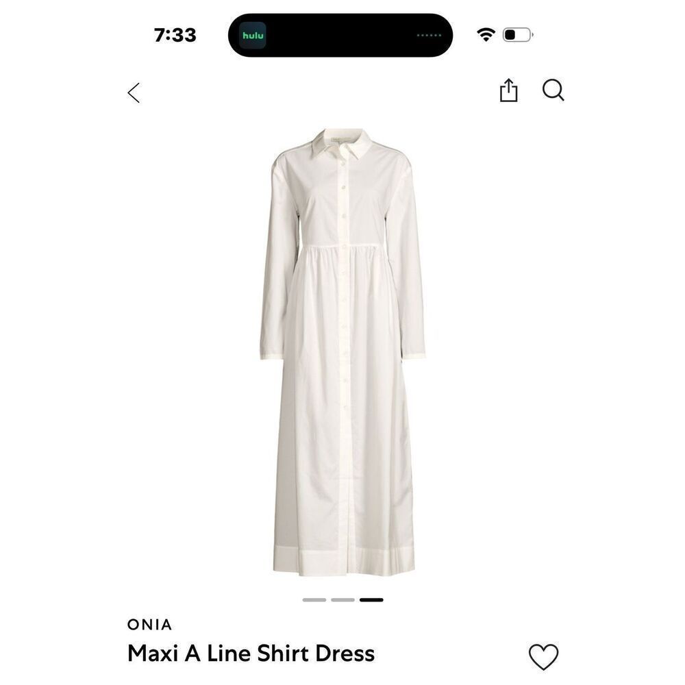 ONIA Maxi A Line Shirt Dress in White NWT Size Small